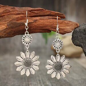 Earrings Wildflowers Sunflower Bohemian Festival Dangle Rustic Farmhouse Hippie